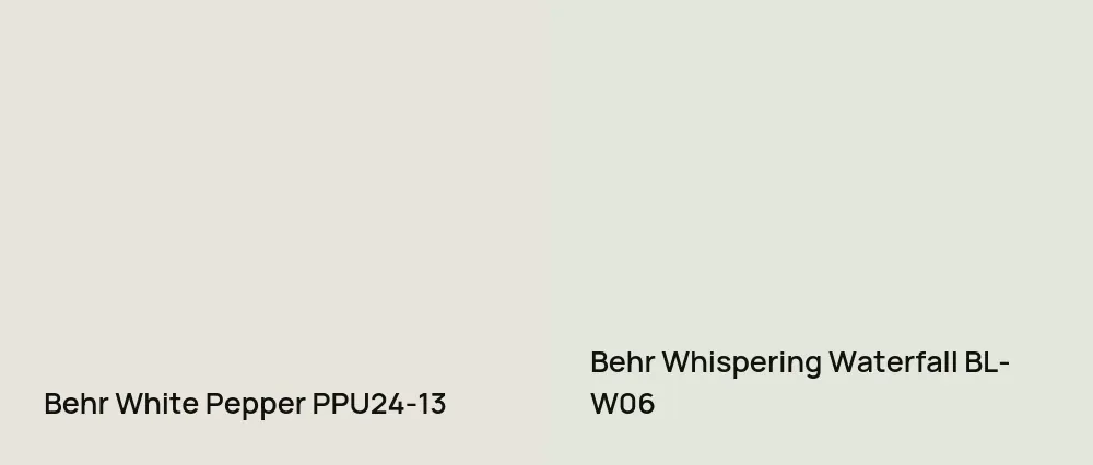 Behr White Pepper PPU24-13 vs Behr Whispering Waterfall BL-W06