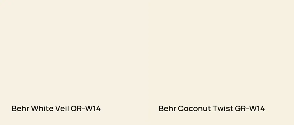 Behr White Veil OR-W14 vs Behr Coconut Twist GR-W14