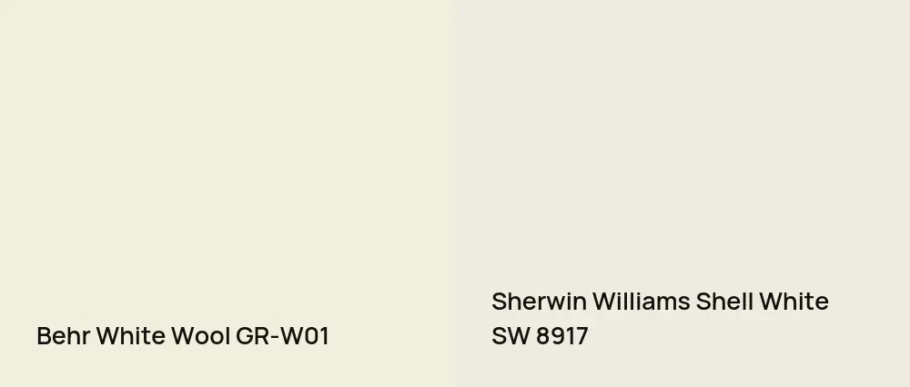 Behr White Wool GR-W01 vs Sherwin Williams Shell White SW 8917