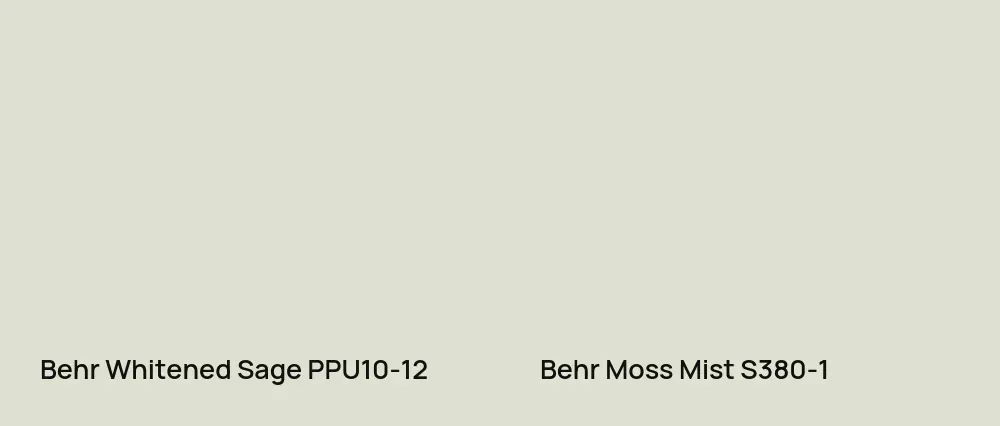 Behr Whitened Sage PPU10-12 vs Behr Moss Mist S380-1
