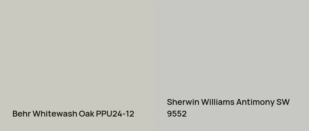 Behr Whitewash Oak PPU24-12 vs Sherwin Williams Antimony SW 9552
