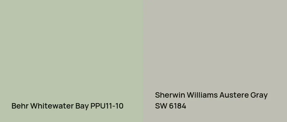 Behr Whitewater Bay PPU11-10 vs Sherwin Williams Austere Gray SW 6184