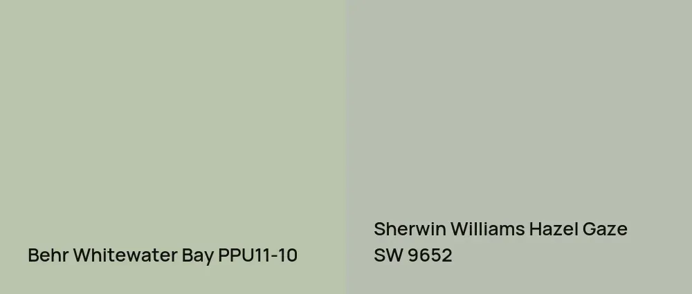 Behr Whitewater Bay PPU11-10 vs Sherwin Williams Hazel Gaze SW 9652