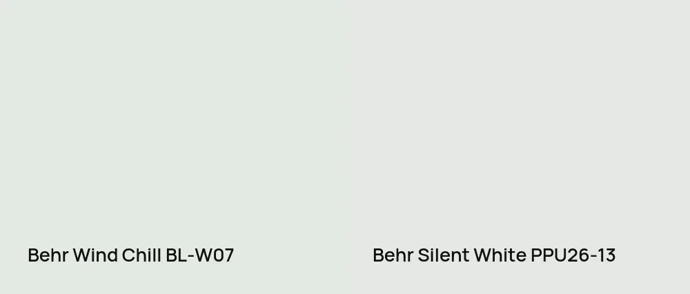 Behr Wind Chill BL-W07 vs Behr Silent White PPU26-13