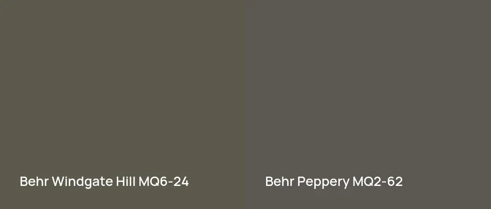 Behr Windgate Hill MQ6-24 vs Behr Peppery MQ2-62