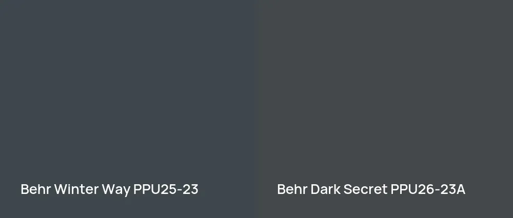 Behr Winter Way PPU25-23 vs Behr Dark Secret PPU26-23A