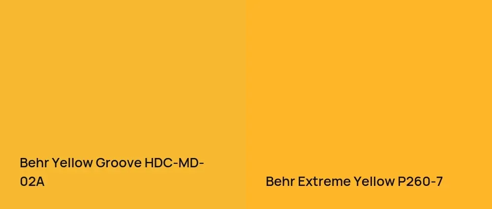 Behr Yellow Groove HDC-MD-02A vs Behr Extreme Yellow P260-7