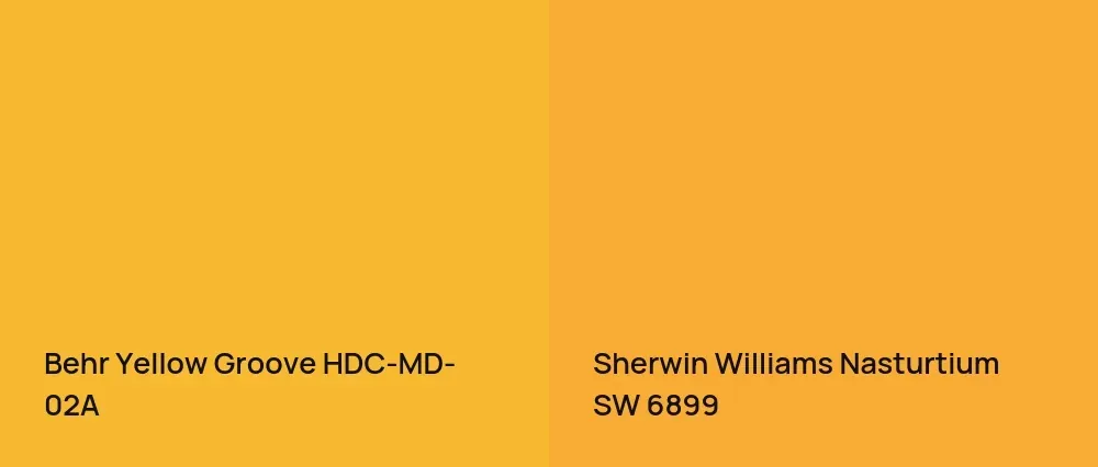 Behr Yellow Groove HDC-MD-02A vs Sherwin Williams Nasturtium SW 6899