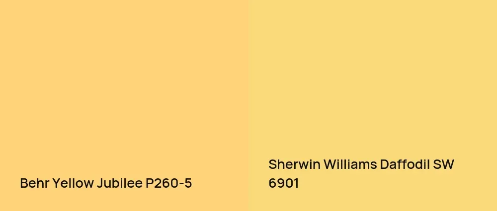 Behr Yellow Jubilee P260-5 vs Sherwin Williams Daffodil SW 6901
