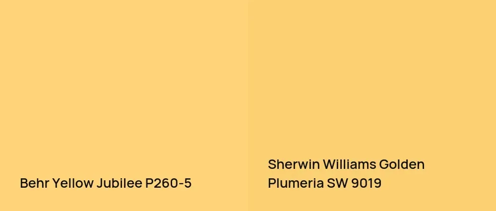 Behr Yellow Jubilee P260-5 vs Sherwin Williams Golden Plumeria SW 9019