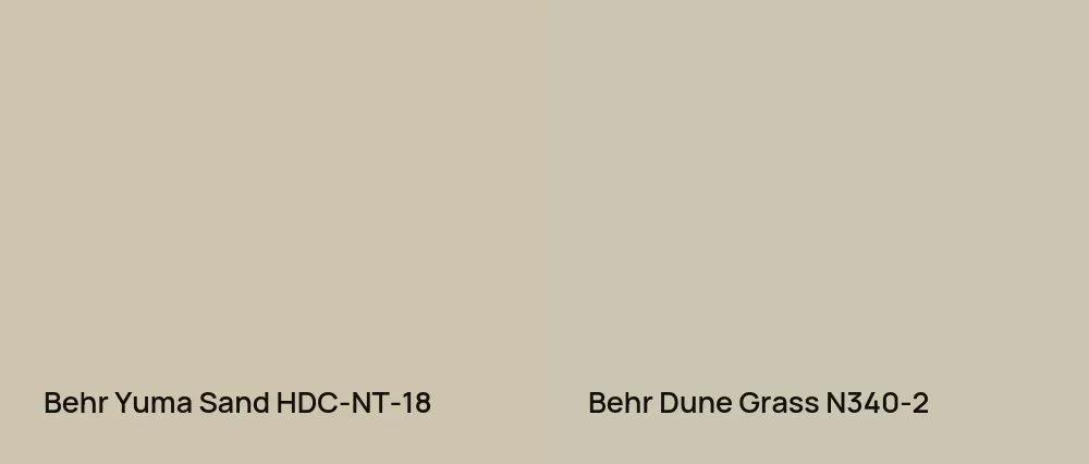 Behr Yuma Sand HDC-NT-18 vs Behr Dune Grass N340-2