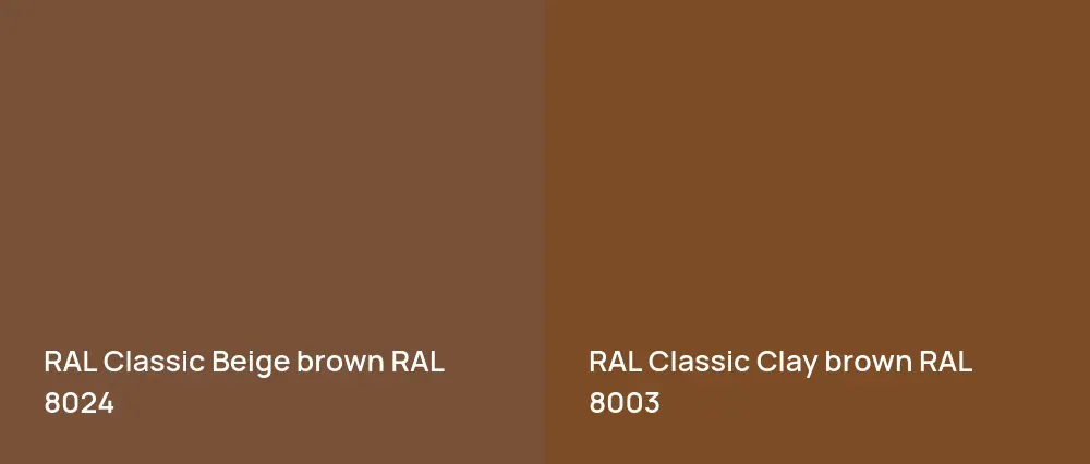 RAL Classic  Beige brown RAL 8024 vs RAL Classic  Clay brown RAL 8003