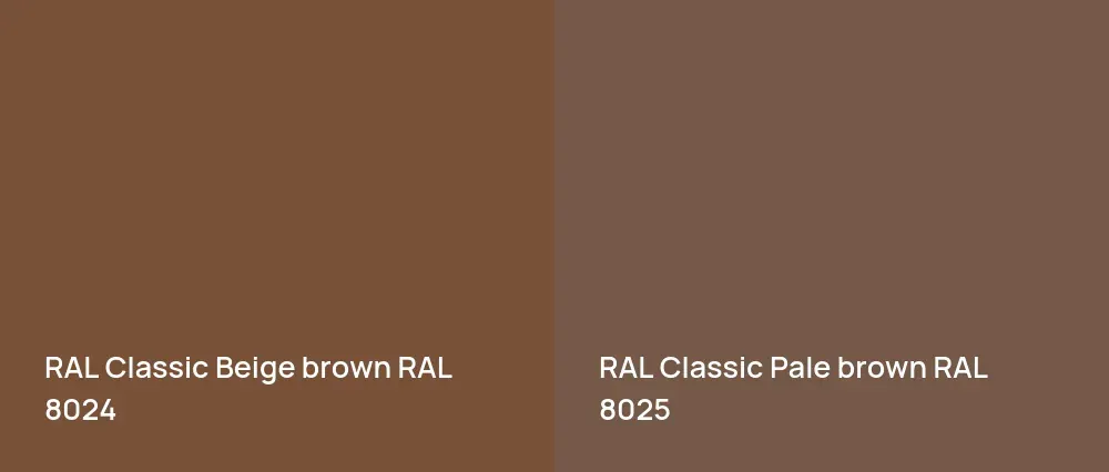 RAL Classic  Beige brown RAL 8024 vs RAL Classic  Pale brown RAL 8025