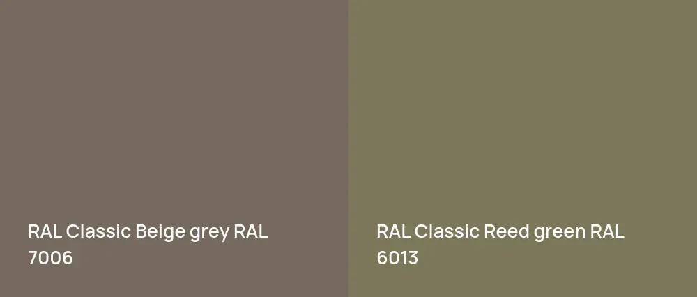 RAL Classic  Beige grey RAL 7006 vs RAL Classic  Reed green RAL 6013
