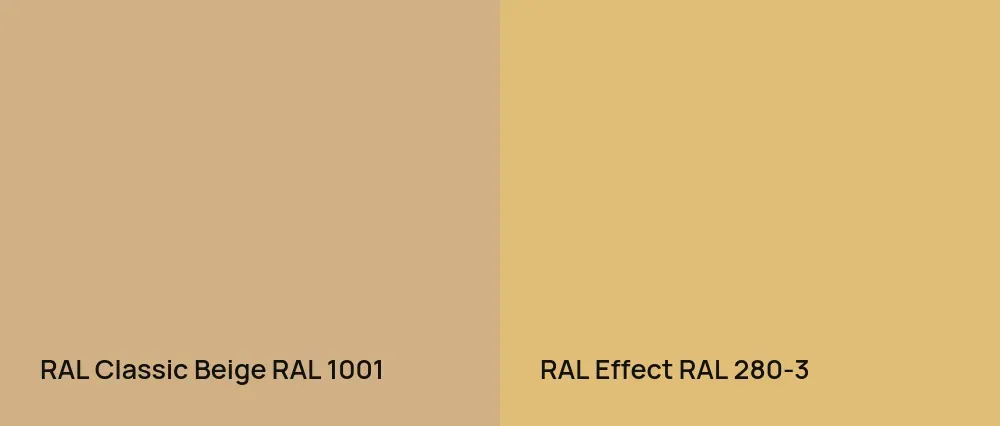 RAL Classic  Beige RAL 1001 vs RAL Effect  RAL 280-3