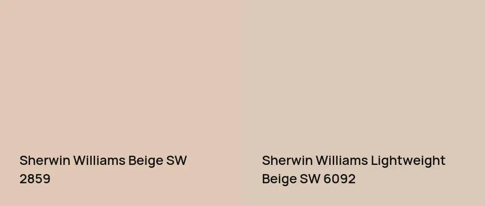 Sherwin Williams Beige SW 2859 vs Sherwin Williams Lightweight Beige SW 6092