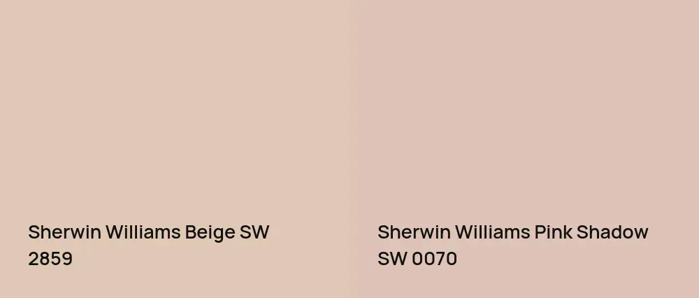 Sherwin Williams Beige SW 2859 vs Sherwin Williams Pink Shadow SW 0070