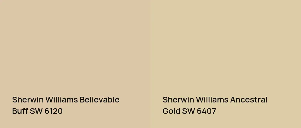 Sherwin Williams Believable Buff SW 6120 vs Sherwin Williams Ancestral Gold SW 6407