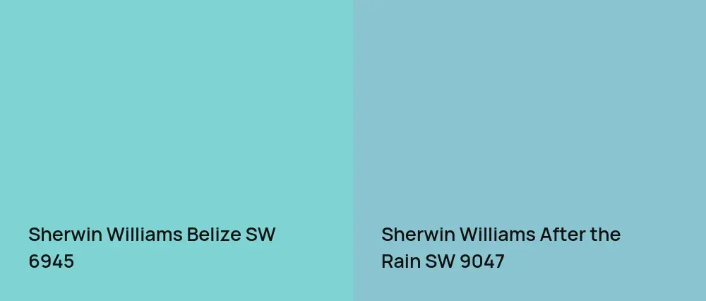 Sherwin Williams Belize SW 6945 vs Sherwin Williams After the Rain SW 9047