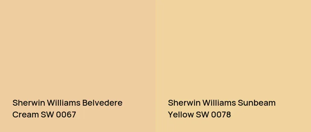 Sherwin Williams Belvedere Cream SW 0067 vs Sherwin Williams Sunbeam Yellow SW 0078
