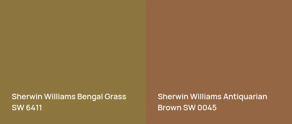 Sherwin Williams Bengal Grass SW 6411 vs Sherwin Williams Antiquarian Brown SW 0045
