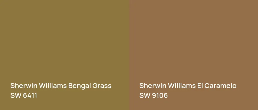 Sherwin Williams Bengal Grass SW 6411 vs Sherwin Williams El Caramelo SW 9106