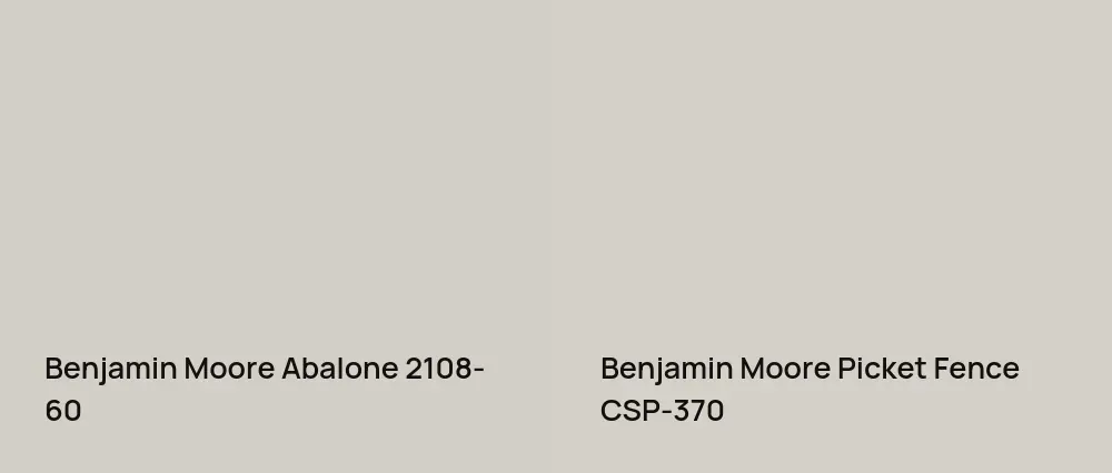 Benjamin Moore Abalone 2108-60 vs Benjamin Moore Picket Fence CSP-370