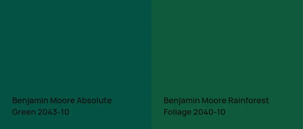 Benjamin Moore Absolute Green 2043-10 vs Benjamin Moore Rainforest Foliage 2040-10