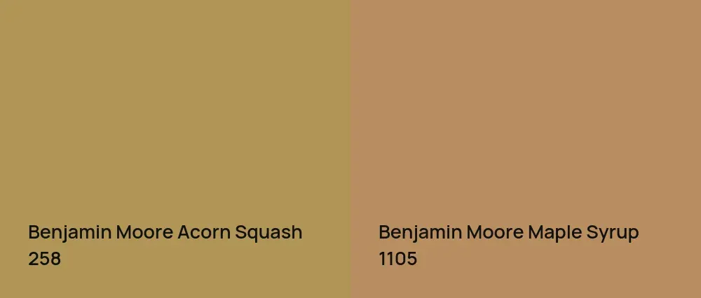 Benjamin Moore Acorn Squash 258 vs Benjamin Moore Maple Syrup 1105