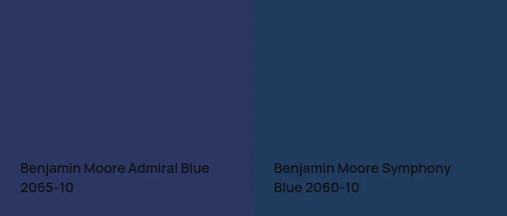 Benjamin Moore Admiral Blue 2065-10 vs Benjamin Moore Symphony Blue 2060-10