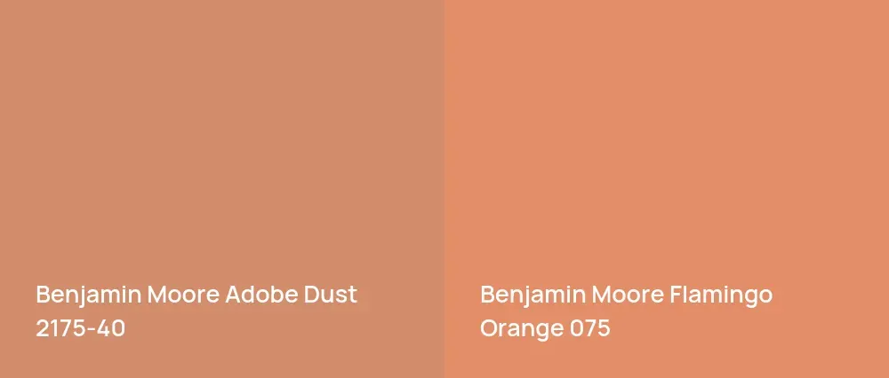 Benjamin Moore Adobe Dust 2175-40 vs Benjamin Moore Flamingo Orange 075
