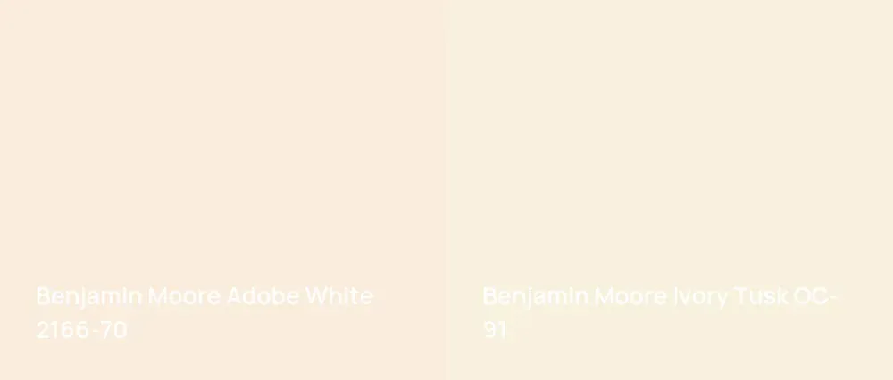 Benjamin Moore Adobe White 2166-70 vs Benjamin Moore Ivory Tusk OC-91