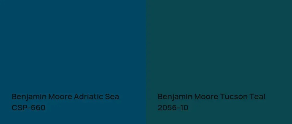 Benjamin Moore Adriatic Sea CSP-660 vs Benjamin Moore Tucson Teal 2056-10