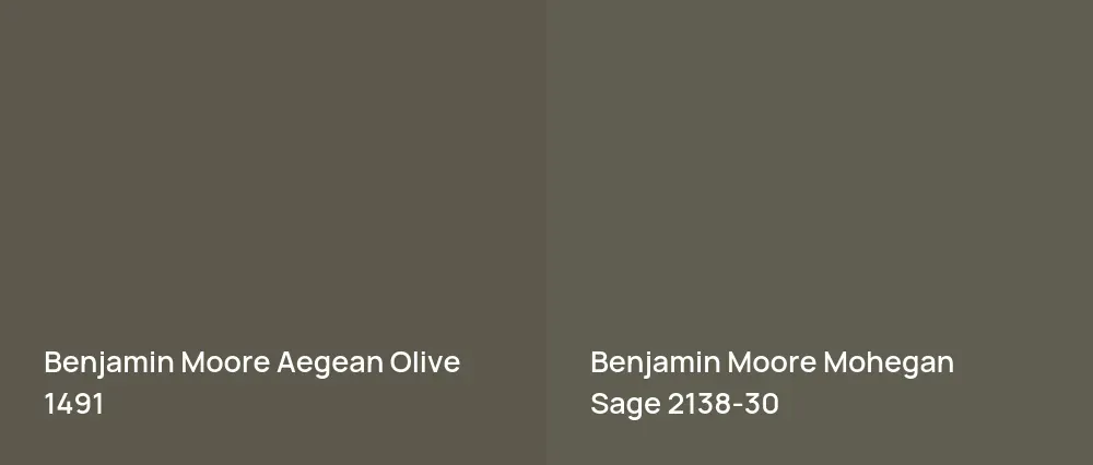 Benjamin Moore Aegean Olive 1491 vs Benjamin Moore Mohegan Sage 2138-30