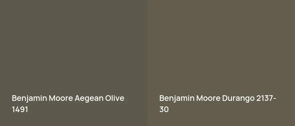 Benjamin Moore Aegean Olive 1491 vs Benjamin Moore Durango 2137-30