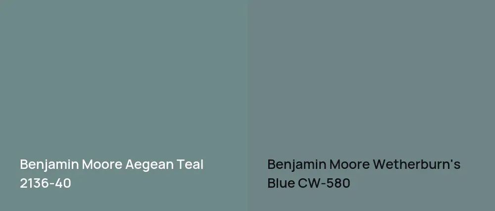 Benjamin Moore Aegean Teal 2136-40 vs Benjamin Moore Wetherburn's Blue CW-580