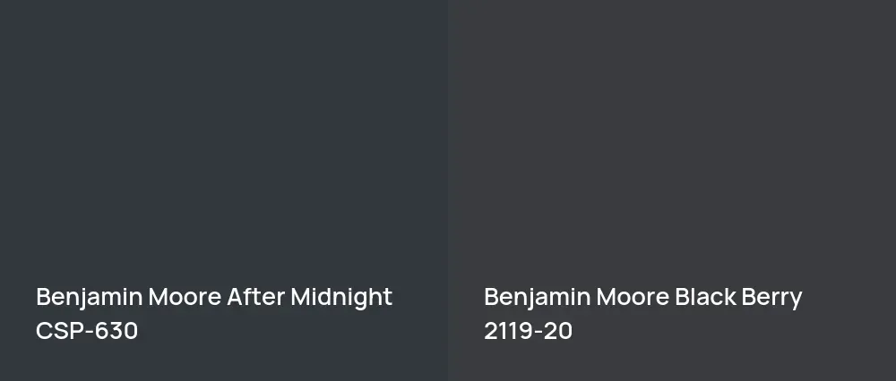 Benjamin Moore After Midnight CSP-630 vs Benjamin Moore Black Berry 2119-20