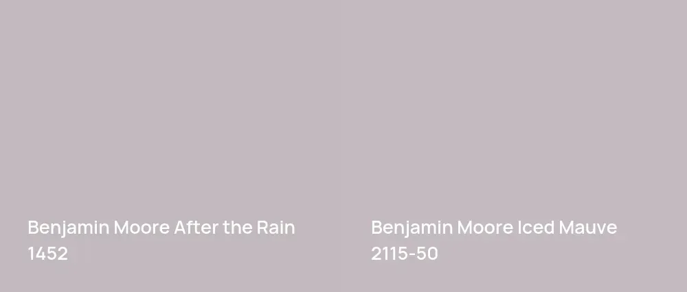 Benjamin Moore After the Rain 1452 vs Benjamin Moore Iced Mauve 2115-50