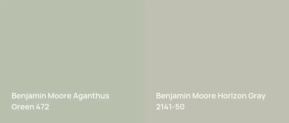 Benjamin Moore Aganthus Green 472 vs Benjamin Moore Horizon Gray 2141-50