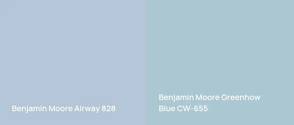 Benjamin Moore Airway 828 vs Benjamin Moore Greenhow Blue CW-655