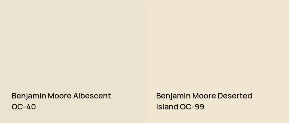 Benjamin Moore Albescent OC-40 vs Benjamin Moore Deserted Island OC-99
