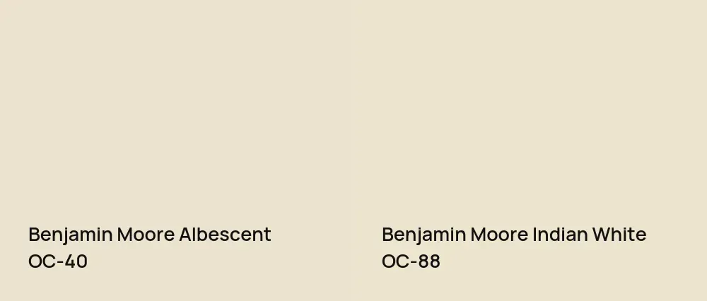Benjamin Moore Albescent OC-40 vs Benjamin Moore Indian White OC-88
