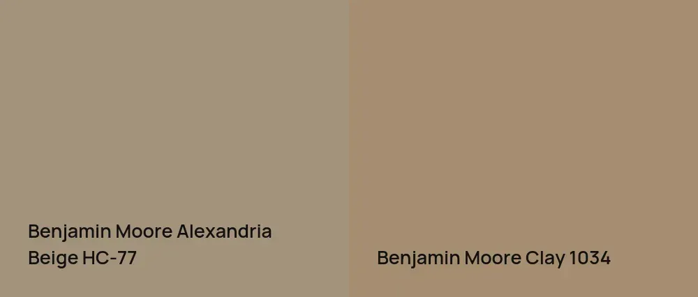 Benjamin Moore Alexandria Beige HC-77 vs Benjamin Moore Clay 1034