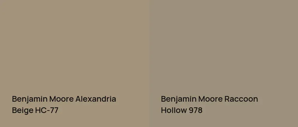 Benjamin Moore Alexandria Beige HC-77 vs Benjamin Moore Raccoon Hollow 978