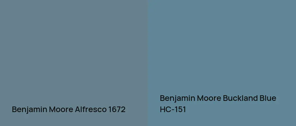 Benjamin Moore Alfresco 1672 vs Benjamin Moore Buckland Blue HC-151
