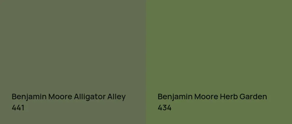 Benjamin Moore Alligator Alley 441 vs Benjamin Moore Herb Garden 434