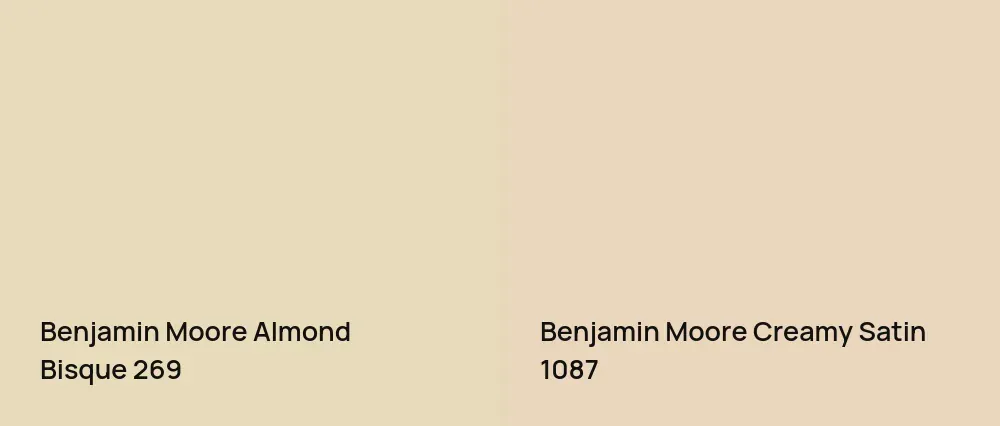 Benjamin Moore Almond Bisque 269 vs Benjamin Moore Creamy Satin 1087