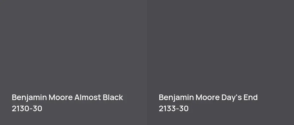 Benjamin Moore Almost Black 2130-30 vs Benjamin Moore Day's End 2133-30