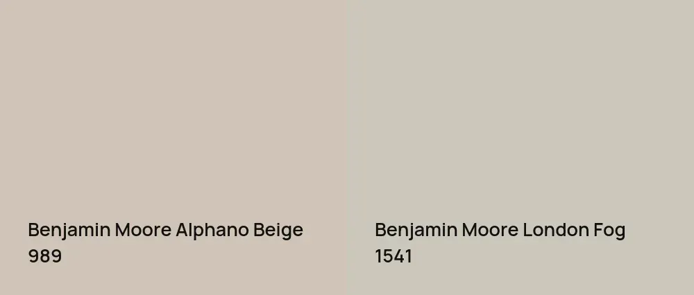 Benjamin Moore Alphano Beige 989 vs Benjamin Moore London Fog 1541
