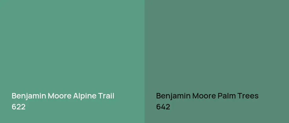 Benjamin Moore Alpine Trail 622 vs Benjamin Moore Palm Trees 642